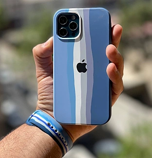 قاب سیلیکون رنگین کمانی آبی iphone